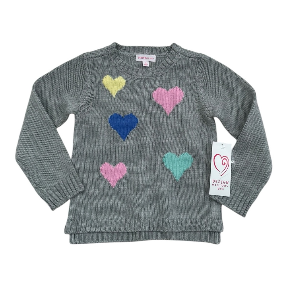 Design History NWT Heart Knit Sweater Girls 4